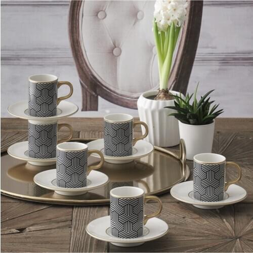 Porcelain Atina Turkish Coffee Team 12 Piece Cup And Underlay Set Coffee Cup Set Gift Coffee Cup Pad 6 Cup 6 underlay