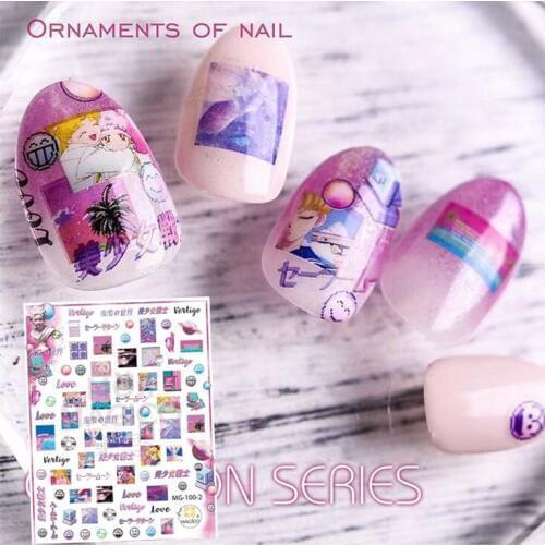 MG series girl DESIGNS MG-100-2 3d nail art stickers decal template diy nail tool decorations