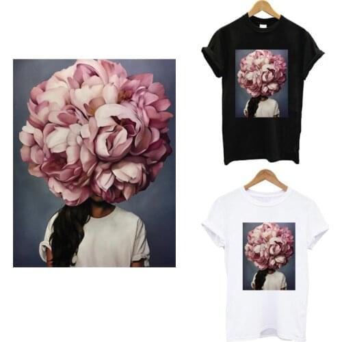 DIY Patch Rose Aesthetic Girl Patches For Clothes Women T-shirt Hoodies Jacket Thermal Transfers Sticker Vinyl Washable Decor