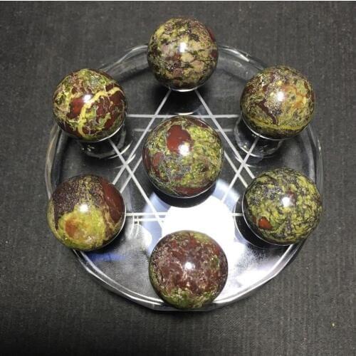 Natural dragon blood stone ball with plate quartz crystal Seven star array