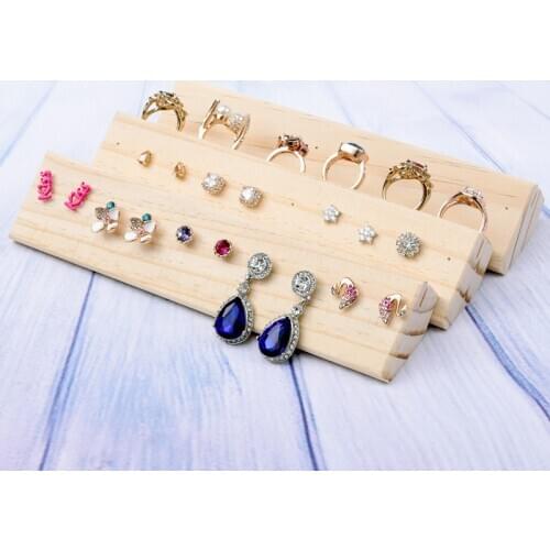 New Fashion Wood Nature Ring and Earrings Display Blocks Earrings Tray Wood Ring Tray Jewelry Display Holder