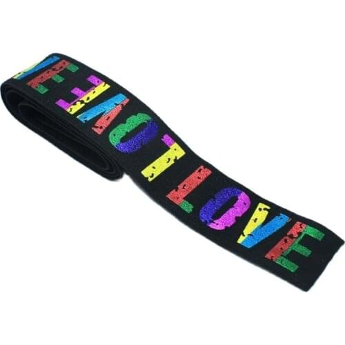 New arrival width 4cm Glitter Wide elastic band in Colorful love /sewing clothing accessories / elastic band / rubber band