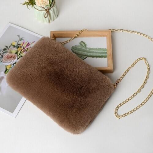 Autumn Winter Bags For Women Autumn Winter Cute Rectangle Plush Purses And Handbags Female Phone Shoulder Bag Girls Wallet