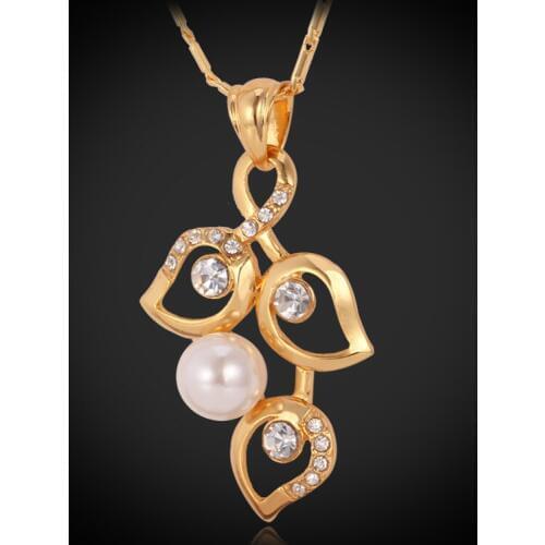 Necklaces & Pendants For Women Austrian Rhinestone Jewelry Free Shipping Gold Color Fashion Leaf Necklace P3074
