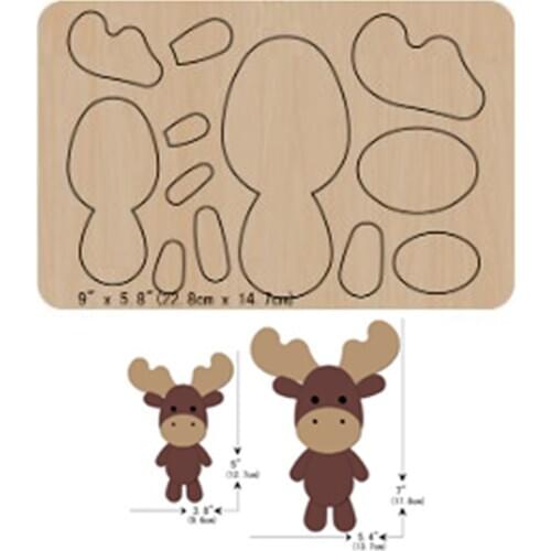 Deer Wood Cutting Die Birthday Xmas Gift Decoration Wooden Die Mould For Cut Leather Cloth Fit Common Die Cutting Machines