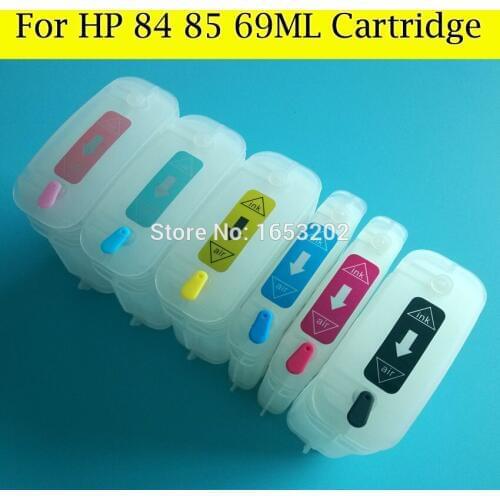 1 Set Empty Refillable Ink Cartridge For HP84 85 For HP Designjet 30 90 130 Printer With ARC Chips
