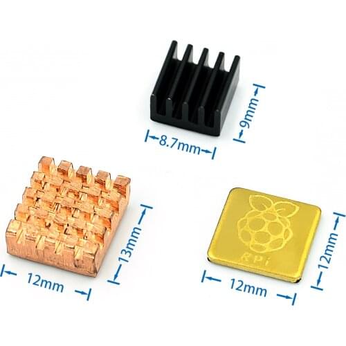 Raspberry Pi 3 Model B + Plus Heat Sink 1 Aluminum + 2 Copper with Logo Cooling Pad disipador Heatsink for Raspberry Pi 3 B+/3