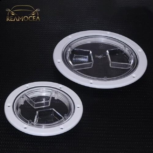 Reamocea 1x Plastic ABS 4 Inch 6" Round Transparent Inspection Hatch Deck Cover Corrosion Resistant for Marine Boat Yacht RV