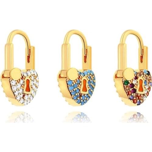 Juya Handmade Gold Luxury Designer Love Heart Locket Earrings For Women Wedding Bridal Jewelry Supplies