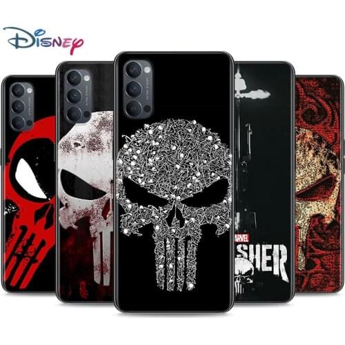 Marvel Punisher Skull Soft Black Silicone Cover For OPPO Reno 5 Pro+ 3 4 Lite F SE Z Pro 4G 5G Phone Case Shell