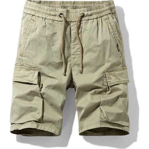 Men Shorts New Solid Color Mens Cargo Shorts Fashion All-Match Casual Loose Five-Point Shorts Summer Light Shorts Multi-Pocket