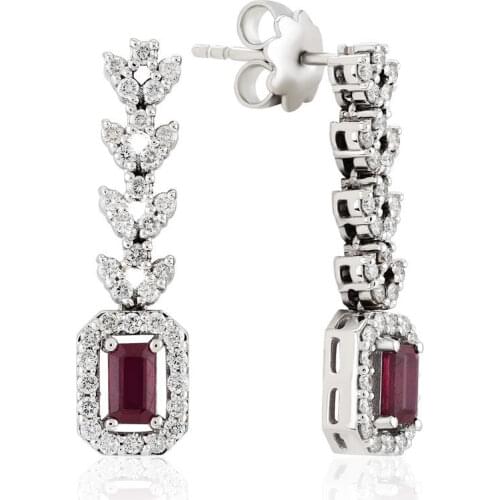 Symbol Gold 1.58 Carat Diamond Ruby Earring Piece Jewelry Rope Chain Charm Earring Jacket Bead Figure For Women