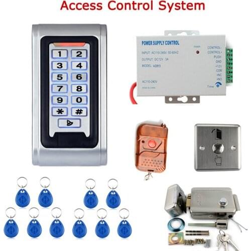 Door Access Control System Kit Electric Door Lock + Power Supply + Door Entry keypad + Remote Controller + Full RFID Reader Card