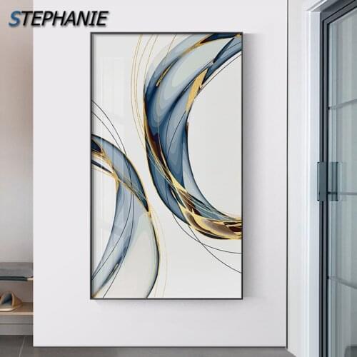 Modern Abstract Black White Lines Wall Art Canvas Painting Nordic Golden Ribbon Poster Print Wall Picture for Living Room Decor