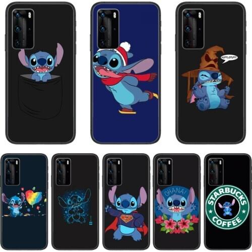Stitch Phone Case For Huawei P 40 30 20 10 Lite Smart Z Pro Black Etui Coque Painting Hoesjes comic fashion