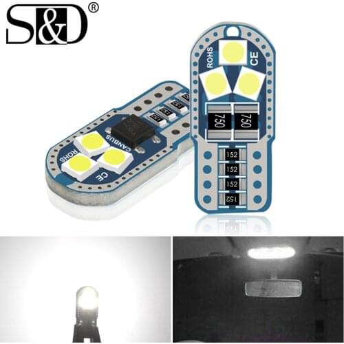 2pcs T10 W5W Led Bulbs 168 194 Canbus Signal Lamp Dome Reading License Plate Light Car Interior Lights Auto 12V White Red Yellow