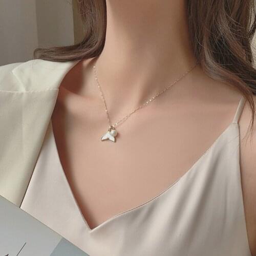 VSnow Korean Fashion Summer Trumpet Pearl Pendant Necklace for Women Girls Exquisite Metal Wedding Necklace Jewelry Accessories