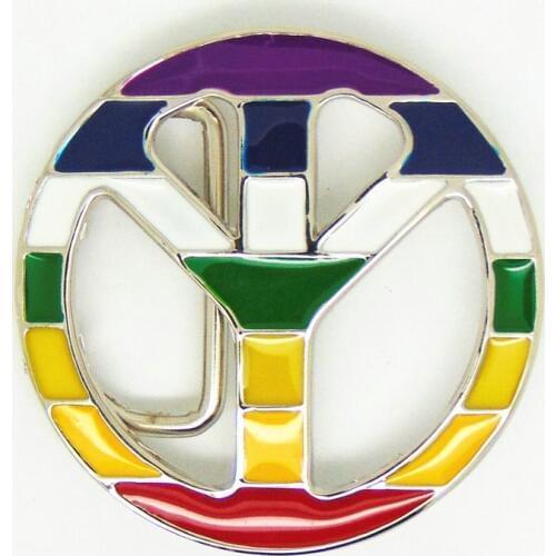 Western buckle peace mark bright colored men wear metal belt buckle is suitable for 4.0 CM belt