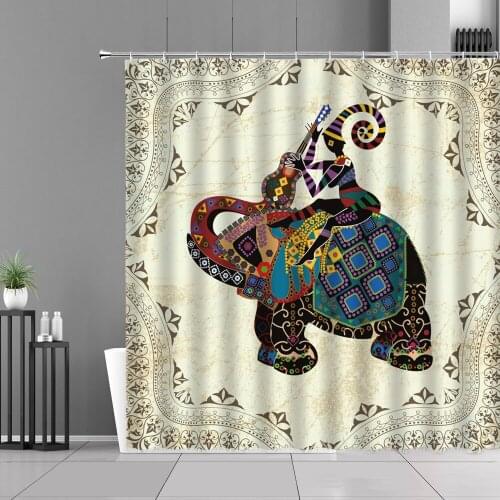 Funny Animal Shower Curtains Bathroom Curtain Color Elephant Plant Flower 3Dprinting Waterproof Polyester Fabric Home Decoration