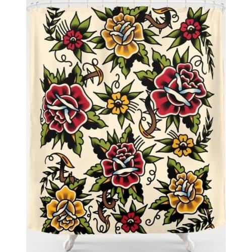 Flower Shower Curtain Waterproof Bathroom Decorations Polyester Bathroom Shower Curtain