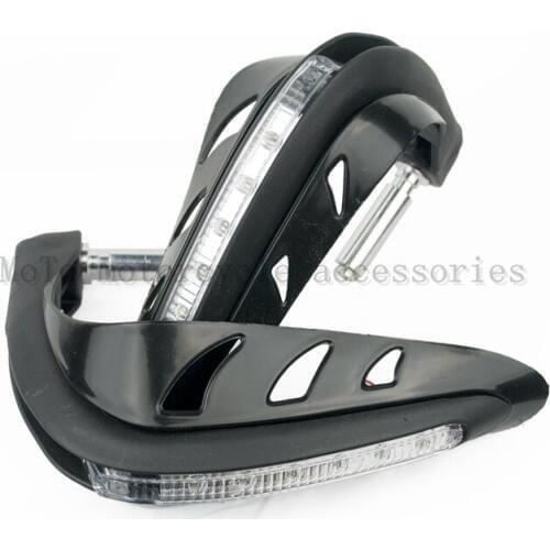 Motorcycle Hand Guard LED Turn Signal Light Lamp Brush Handlebar Protector 7/8" 22mm For Dirt Bike Chopper ATV Snowmobile
