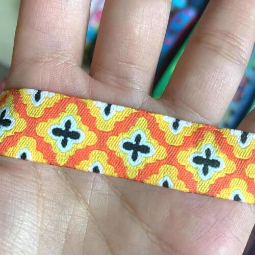 ZERZEEMOOY 5/8" 16 mm 5yards/lot Cartoon Polyester Woven Jacquard Ribbon Yellow geometric DKTZD19112518