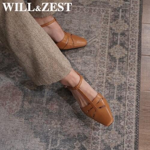 WILL&ZEST Women Sandals Chunky Low Heels Gladiator Designer Luxury Summer Leather Strappy Square Dark Green High Quality Shoes
