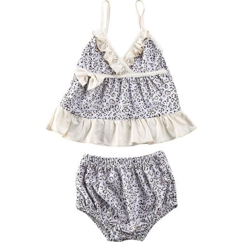 Girl Swimwear 2020 Toddler Baby Girl Leopard V-neck Swimwear Bathing Suit Bikini Set Beachwear Swimsuit