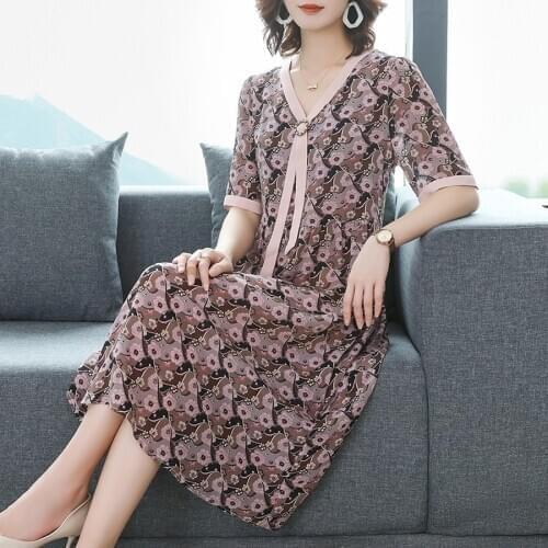 2021 Summer High Quality Floral Mulberry Silk Dress Vintage 4XL Plus Size Print Runway Midi Dress Elegant Women Bodycon Vestidos