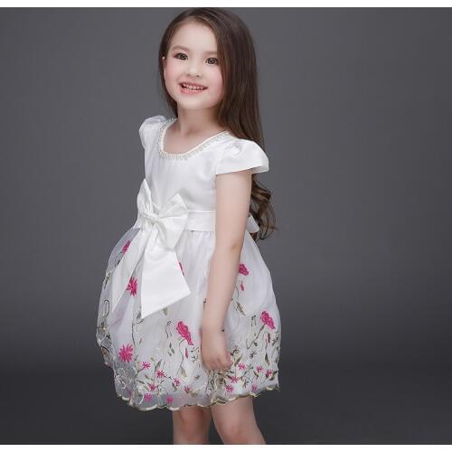 2017 Summer Children Girls Dresses Lovely Baby Girls Ball Gown Dress Baby Kids Short Sleeve Dress for Childrens Clothing 3-11Y