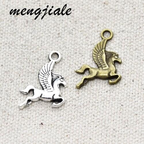25pcs Wholesale Two Color Pegasus Charms Zinc Alloy Metal Horse Pendants For DIY Handmade Jewelry Accessories Making 20*16mm