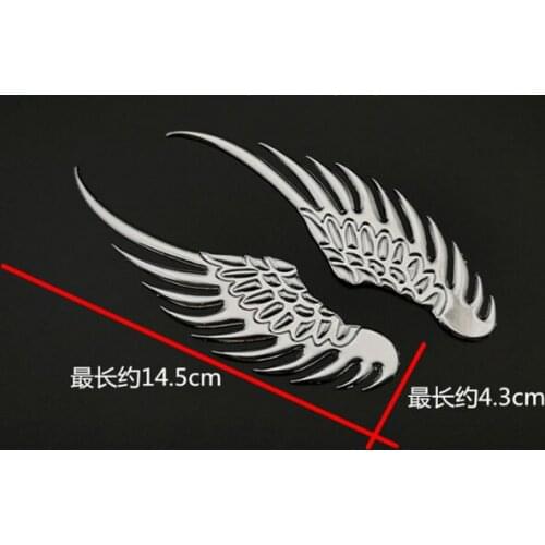 3D Silver Auto Stickers Metal Angel Eagle Wings Badge Emblem Decals Motorcycle Modified Car Accessories