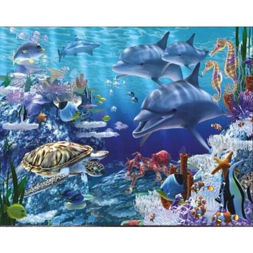5d DIY Diamond Painting Landscape Ocean Animal Dolphin Diamond Mosaic Embroidery Full Drill Cross Stitch Kits Home Decor