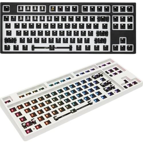 84 Key Dual Mode Bluetooth Mechanical Keyboard Kit Lighting Effect RGB Switch led Type c Software