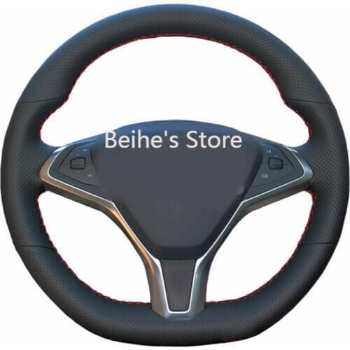 Black PU Perforated Leather Steering Wheel Stitch-on Cover For Tesla Model S/X