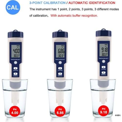 5 in 1 Digital Water Tester EC PH TDS Salt Temp Aquarium Laboratory Pool Meter