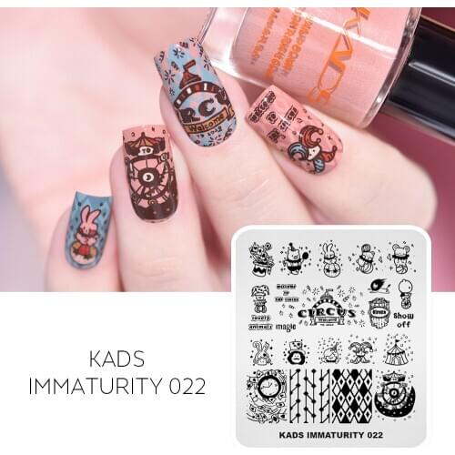 KADS Nail Art Stamping Plates Immaturity 022 Circus Lovely Animals Nails Design 2020 Nail Stamps Template Nail Art DIY Stencil