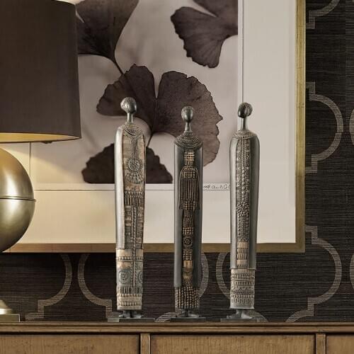 Classic Resin African Style Statue Vintage Living Room Tabletop Figurines Ancient People Decoration Figures Luxury Home Decor