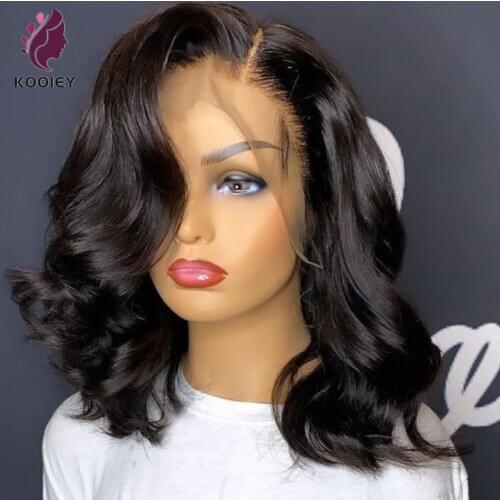 Short Bob Wig Side Part Lace Front Human Hair Wigs With Baby Hair 13x4 Brazilian Wavy Remy Hair Bob Wigs For Women
