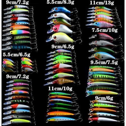 LINGYUE 71pcs/lot Fishing Lures Mixed VIB/Minnow/Crank lure Fishing Wobblers Artificial 10 Models Bass Crnakbait Hard Baits