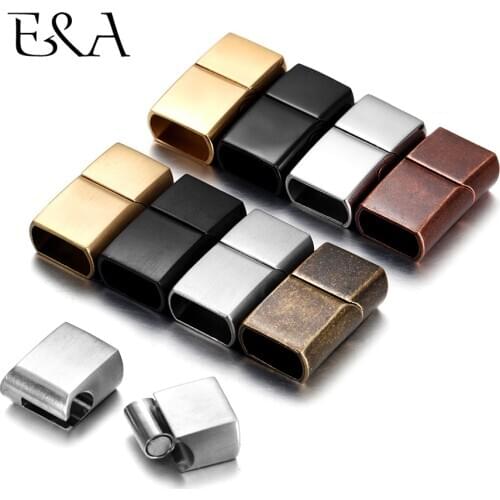 2Pcs Stainless Steel Magnetic Clasps Hole 12*6mm for Leather Cord Bracelet Magnet Clasp Buckle DIY Jewelry Making AccessorIes
