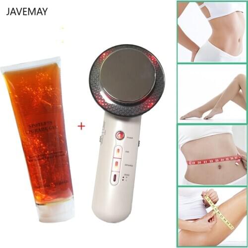 Body Massager + Slimming Gel RF Infrared 1Mhz Ultrasound EMS Cavitation Machine Fat Burner Breast Lift Beauty Bar Weight Loss