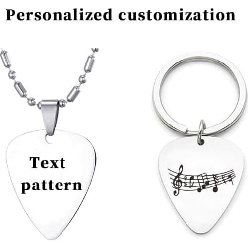 Fashion Jewelry Rockl Style Metal Guitar Pick Necklace Stainless Steel Picks Personalized Custom Pendant Keychain Boyfriend Gift