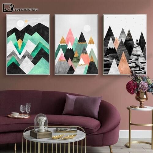 Marble Geometric Mountain Abstract Poster Simplicity Print Nordic Wall Art Picture Canvas Painting Modern Living Room Decoration