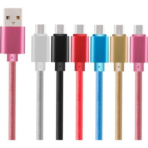 2m 3m Nylon Braided Micro Usb Cable Charger Charging Data Sync Cable For Cell Phone