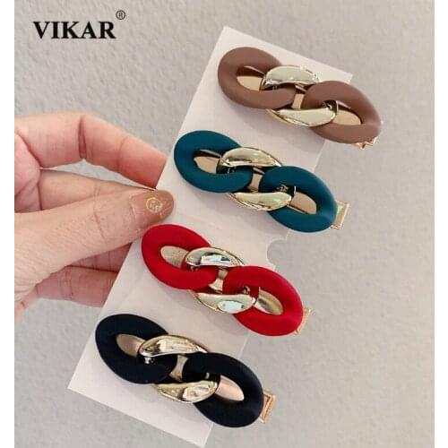 New Women Elegant Metal Chain Hair Clips Sweet Girls Shiny Hairpins Barrettes Headband Fashion Hair Accessories Headdress VIKAR