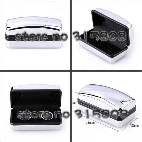 New Man Silver Metal Rectangle Cufflinks Box 12pcs/lot 7.6*3.8*3.7cm Size Metal Gift Boxes for men