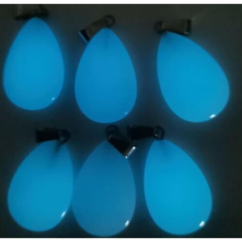 Wholesale 24pcs/lot Fashion good quality blue Luminous stone water drop charms pendants fit jewelry making Free shipping