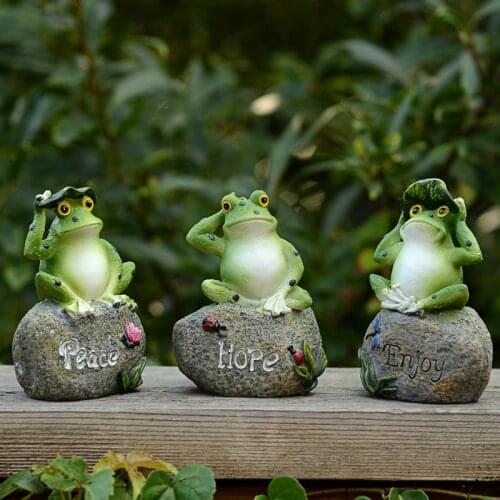 5 Inch Garden Frog Statue Stone Sculptures Garden Patio Frogs Landscaping Stone Ornaments Garden Decoration Outdoor Jardin Tuin