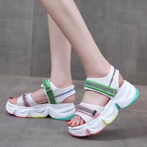 Summer Women Chunky Sandals Rainbow Platform Sandal Sport Casual Shoes Thick Sole Running Sandal luxury sandalias mujer 8170G